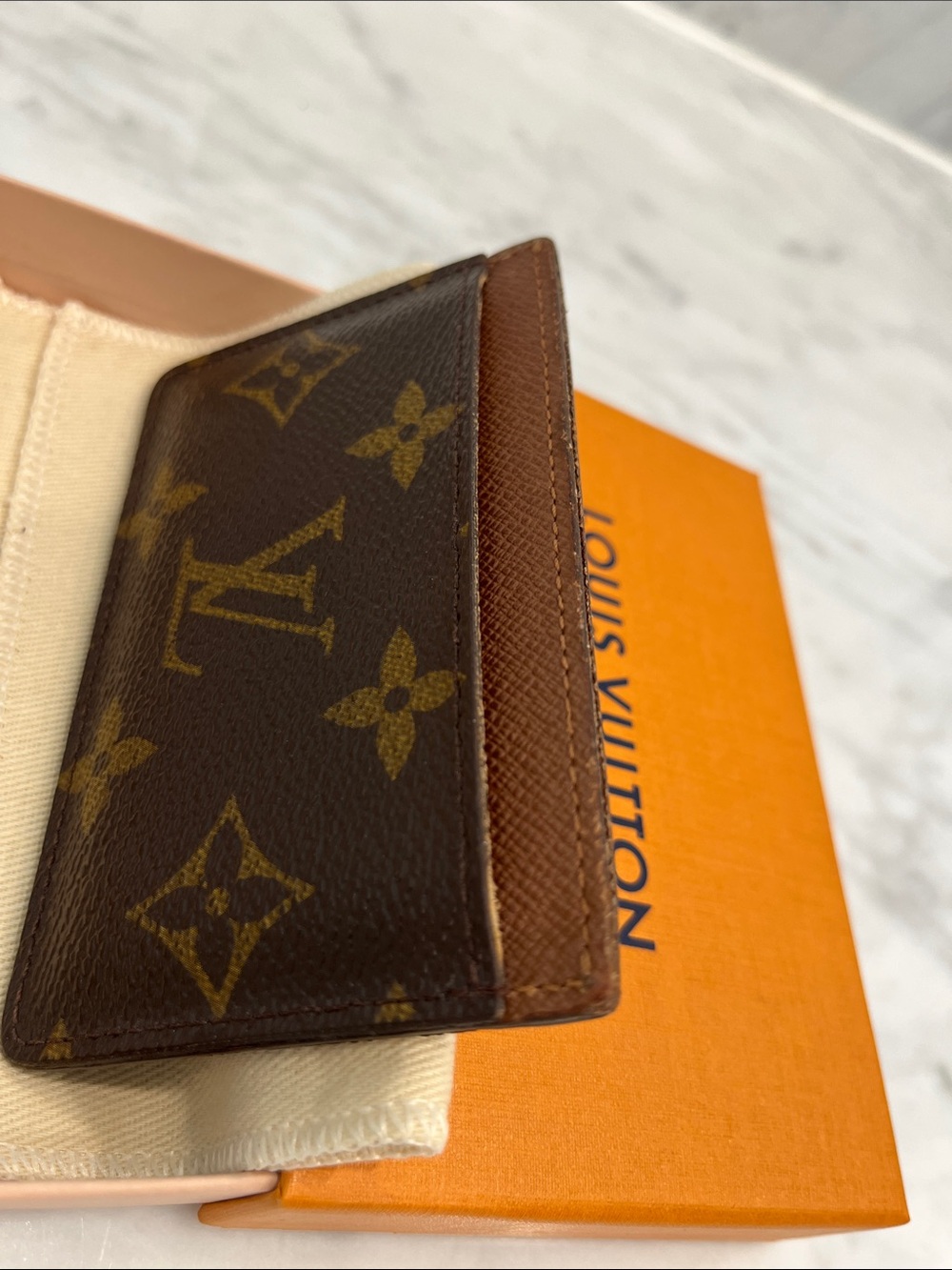 Louis Vuitton Monogram Card Case in Dark Brown & Tan - Picture 8 of 13